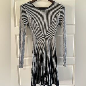 Express Black and White Striped Long Sleeve Sweater Dress